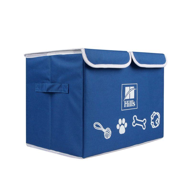 Sininen N/C80030D säilytyslaatikko, kokoontaittuva kangassäilytysjärjestelmä kahvoilla.600D Lemmikkilelujen säilytyslaatikko