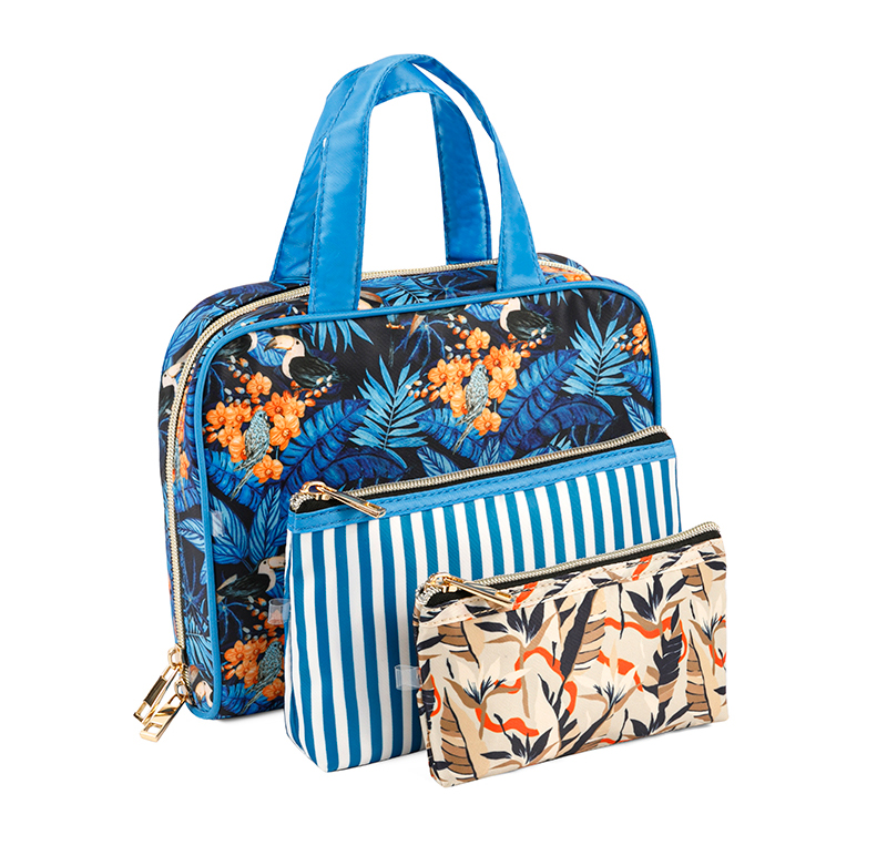 3 pakelių makiažo kelioninis krepšys, nešiojamasis kosmetinis poliesterio maišelis, dovana moterims ir mergaitėms