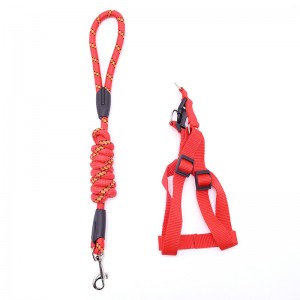 Nylon Reflective Rope Dog Leash Ug Harness Set Para sa Tanang Iro