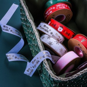 1,6cm Polyester Grosgrain Gift Ribbons Christmas