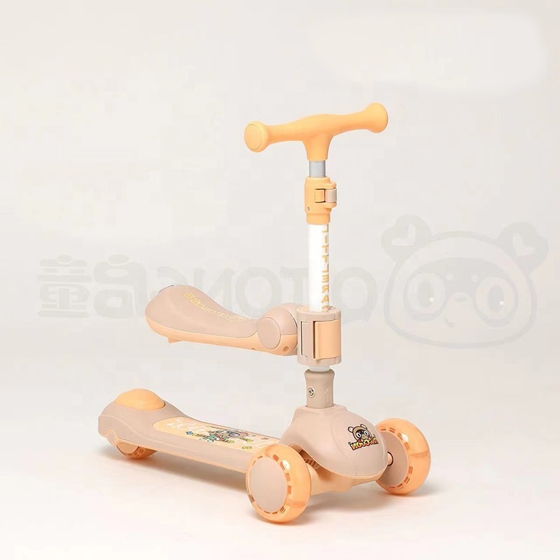 alta calidad mejor venta barato niños niños bebé al aire libre pu nylon 3 ruedas 2 en 1 juguetes kick scooters sin asiento