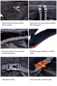 Backpack Hiking Foldable Éadrom Fast agus Áisiúil