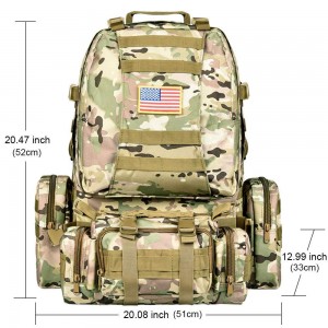 Büyük kapasiteli ayrılabilir taktik sırt çantası askeri sırt çantası