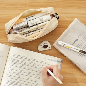 Куќичка за молив со мала големина Студентски торбичка за молив Торба за шминка Торба за шминка Канцелариски канцелариски материјал Организатор торба Погодна за тинејџери училишна беж