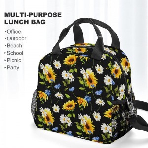 Reusable Adjustable Shoulder Strap Lunch bag nga adunay Organizer tote alang sa pre-meal preparation