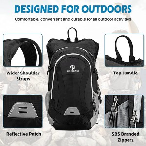 Mochila de hidratación, mochila hidratada de sendeirismo con vexiga de auga de 2,5 l, organizador de varios petos, dura excursións de alpinismo, viaxes e viaxes de longos días.