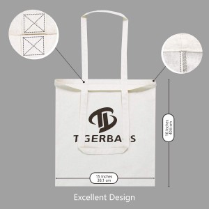 कॉटन टोट बॅग, हलकी मध्यम पुन्हा वापरता येणारी किराणा खरेदी बॅग
