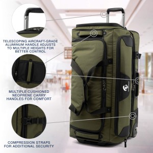 Robuste, leichte, erweiterbare Reisetasche mit Rollrollen und Drop-Bottom-Rädern