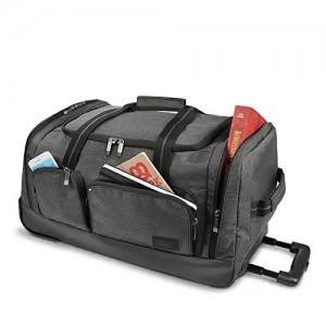 Carry-On Wheeled Duffle Bag, ចំណុះ 49L, ពណ៌ប្រផេះ, 22 អ៊ីញ