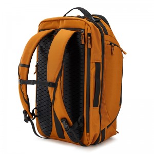 Oranžovo žltá profesionálna veľkokapacitná cestovná taška s viacerými priehradkami