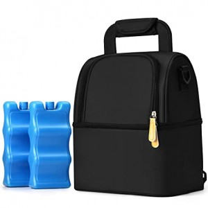 आईस पॅक-डबल लेयर असलेली कूलर बॅग नर्सिंग मदर ब्रेस्ट पंप बॅग बॅकपॅक (स्कायब्लू) साठी 9 औन्सपर्यंत 6 बाटल्या फिट करते
