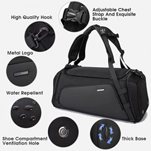 BANGE Gym Bag for Men, Dry and Wet Depart Pocket Sports Duffle Backpack With Shoes Compartment, Short-Short Trip Duffle Gym Bag for Men Women