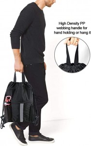 Ryggsäcksväska med dragsko med skofack String Cinch Säcksäck för unisex