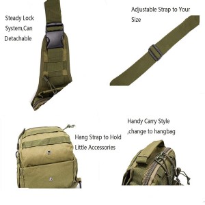 Lätt, vattentät och slitstark taktisk ryggsäck för utomhusbruk med enkel axel