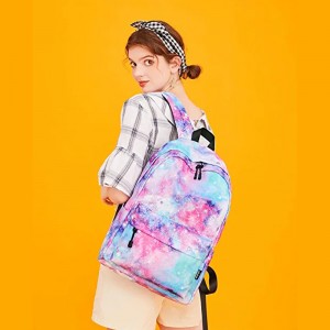 Galaxy blu navy Lightweight waterproof cute schoolbag Travel Student Backpack