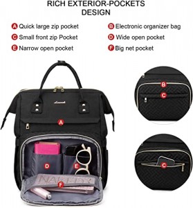 Рюкзак для ноутбука для женщин Модные бизнес-компьютерные рюкзаки Дорожные сумки Кошелек Студенческая книжная сумка Учитель Доктор Медсестра Рабочий рюкзак с USB-портом Подходит для 15,6-дюймового ноутбука, винно-красный