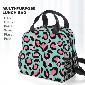 Reusable Insulated Lunch Bag, Portable Cooler Lunch Box rau Cov Tub thiab Cov Ntxhais Noj su