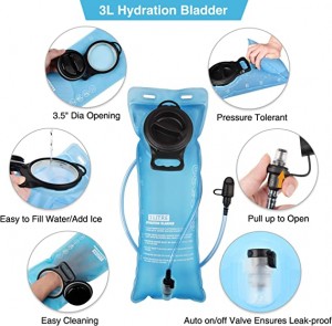 Hydration ryggsekk med 3L TPU vannblære, Tactical Molle Water ryggsekk for menn kvinner, hydreringspakke for fotturer, sykling, løping og klatring