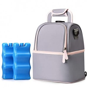 Lub Hnab Txias Nrog Ice Pack-Ob Txheej Txheej Fits 6 Lub raj mis, Txog 9 ooj rau Nursing Mother Breast Pump Bag Backpack (SkyBlue)