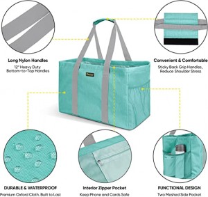 Nová mäkká 9 galónová extra veľká úžitková taška, skladacia opakovane použiteľná úložná taška