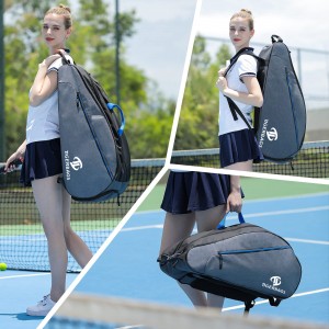 Bolsa de tênis, mochila de tênis grande masculina e feminina, bolsa de raquete de tênis pode acomodar várias raquetes, com compartimento para sapatos