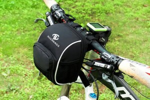 Pritaikomas dviračio dviračio vairo rankinės priekinis krepšys juodas su apsauga nuo lietaus