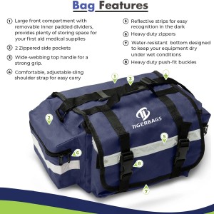 Profesjonele lege blauwe EHBO-kit, EMT Trauma EHBO-kit foar paramedici en Emergency Medical Supplies Kit, Lichtgewicht en duorsum