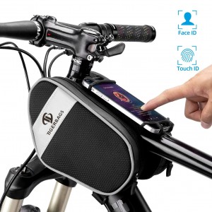 Prispôsobiteľná taška na predný stojan na bicykel Horná trubka na upevnenie telefónu na bicykel Vodotesná taška na riadidlá