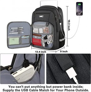 Podróżny plecak na laptopa, 17-calowy bardzo duży tornister szkolny, plecak na laptopy z wąskim, biznesowym samolotem, z portem ładowania USB, torba na komputer dla kobiet, mężczyzn Pasuje do notebooka