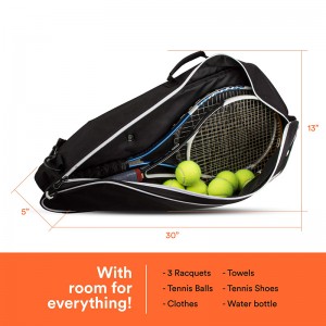 Tenis raketi çantası, badminton ve squash için kullanılabilir.