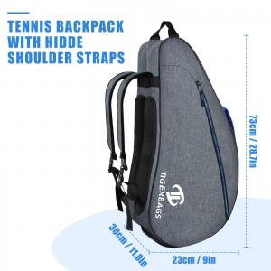 टेनिस बैग, पुरुषों और महिलाओं के बड़े टेनिस बैकपैक, टेनिस रैकेट बैग में जूते के डिब्बे के साथ कई रैकेट रखे जा सकते हैं
