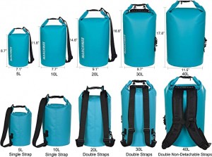 Túi khô chống nước nổi mới 5L/10L/20L/30L/40L, Túi có thể cuộn giữ cho thiết bị luôn khô ráo để chèo thuyền kayak, chèo bè, chèo thuyền, bơi lội, cắm trại, đi bộ đường dài, đi biển, câu cá
