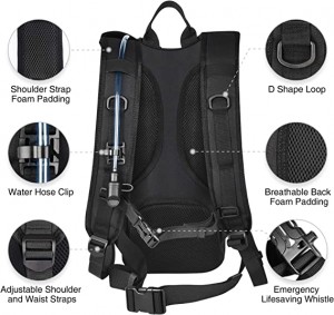Ранец за хидратација со 3L TPU воден мочен меур, тактички Molle воден ранец за мажи жени, пакет за хидратација за планинарење, велосипедизам, трчање и качување