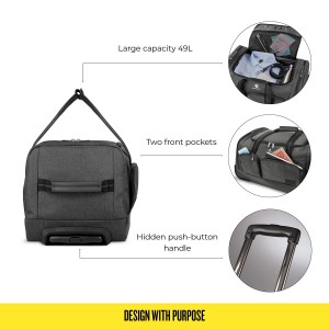 Carry-On Wheeled Duffle Bag၊ 49L ပမာဏ၊ မီးခိုးရောင်၊ 22 လက်မ