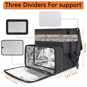 Ранец за испорака на оброци што може да се приспособи со мрежеста торбичка што може да се прошири изолирана топла и ладна торба за испорака