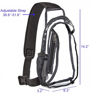 Beg bahu PVC dengan tali lutsinar dan beg dada untuk kegunaan kasual