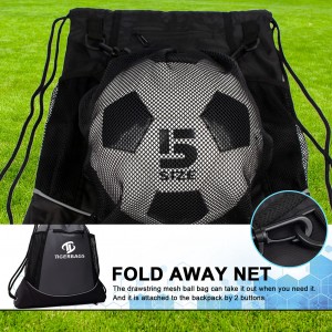 Sammenleggbar Avtagbar Ball Mesh Bag Sports Gym Ball Bag