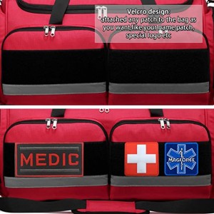 حقيبة إسعافات أولية فارغة EMT كبيرة فقط للأعمال والمدرسة والسفر والسيارة ومستلزمات طبية في حالات الطوارئ والصدمات حقيبة ظهر للمستجيبين الأوائل حزمة خلفية للاستجابة منظم اللوازم الطبية مقاوم للماء (أحمر - كبير)