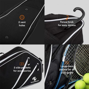 Tennis racket bag mahimong gamiton alang sa badminton ug kalabasa nga lig-on