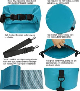 Bag-ong Naglutaw nga Waterproof Dry Bag 5L / 10L / 20L / 30L / 40L, Roll Top Sack Nagpadayon sa Pag-uga sa Gear para sa Kayaking, Rafting, Boating, Swimming, Camping, Hiking, Beach, Pangisda