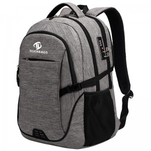 Сірий рюкзак для ноутбука Дорожній рюкзак із портом USB для зарядки Рюкзак для студентів