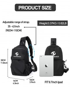 กระเป๋าสะพายข้างสำหรับผู้ชายและผู้หญิงกระเป๋าสะพายไหล่ชาร์จ USB กระเป๋าคาดหน้าอก