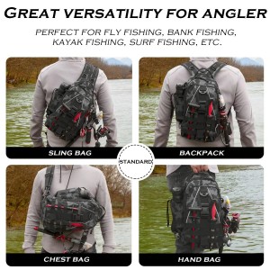 Fishing Rod Holder Backpack අභිරුචිකරණය කළ හැකි බෑගය සහිත මාළු බෑගය