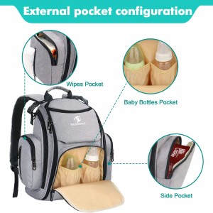 Pusletaske Rygsæk stor alsidig vandtæt rejse-bleskiftepose til babyer