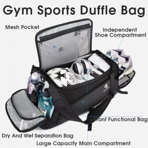 Mochila de equipaje deportivo de bolsillo personalizable con bolsa de gimnasio para hombres con compartimento para zapatos