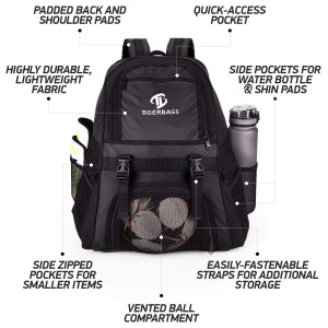Backpack بال compartment ٽيم بيگ سان وڏي گنجائش راندين backpack