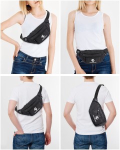 Unisex Fanny pack, μεγάλη χιαστί τσάντα με πολλαπλές τσέπες και ρυθμιζόμενους ιμάντες