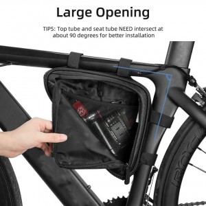რეგულირებადი ველოსიპედის სამფეხის ჩანთა ველოსიპედის სამკუთხედის ჩანთა ორი გვერდითი ჯიბეებით