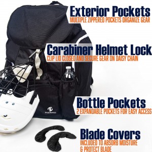 I sacchetti di hockey sò usati per portà l'equipaggiu di hockey, cumprese i pattini