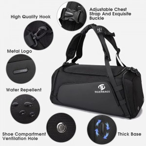 Customizable Pocket Sports Luggage Backpack karo Kompartemen Shoe Tas Gym Pria